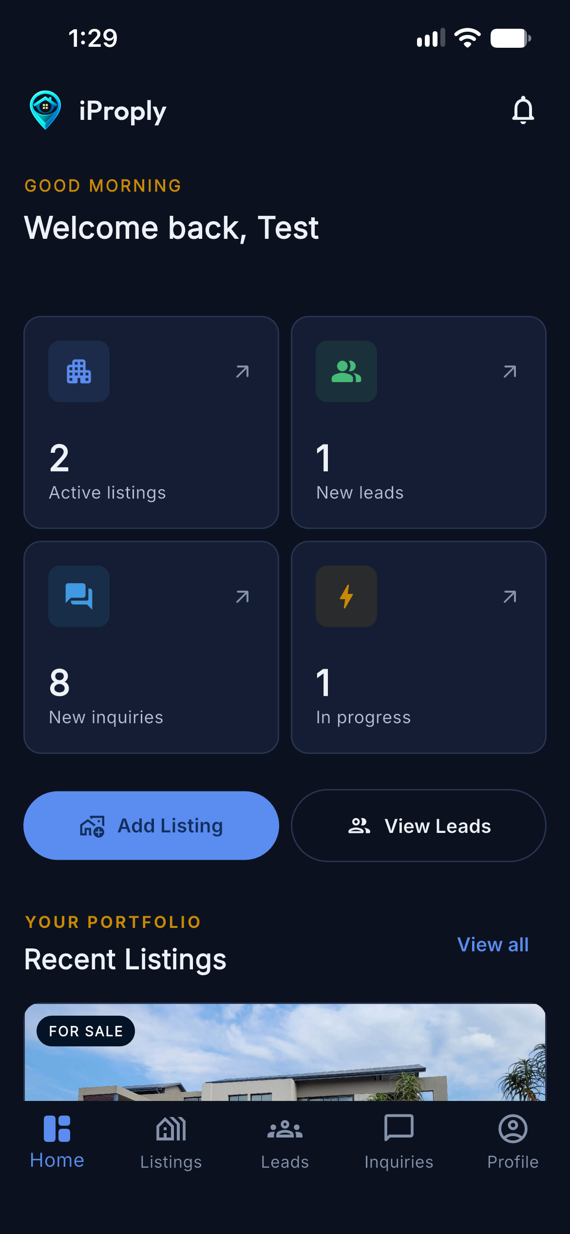 iProply mobile app for real estate agents — IMG 2072 screen